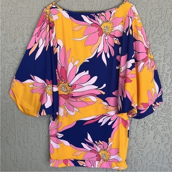 Trina Turk‎ Breeze Colorful Floral Print Tunic Top Swimsuit Cover Up Dress NWT - Picture 5 of 9